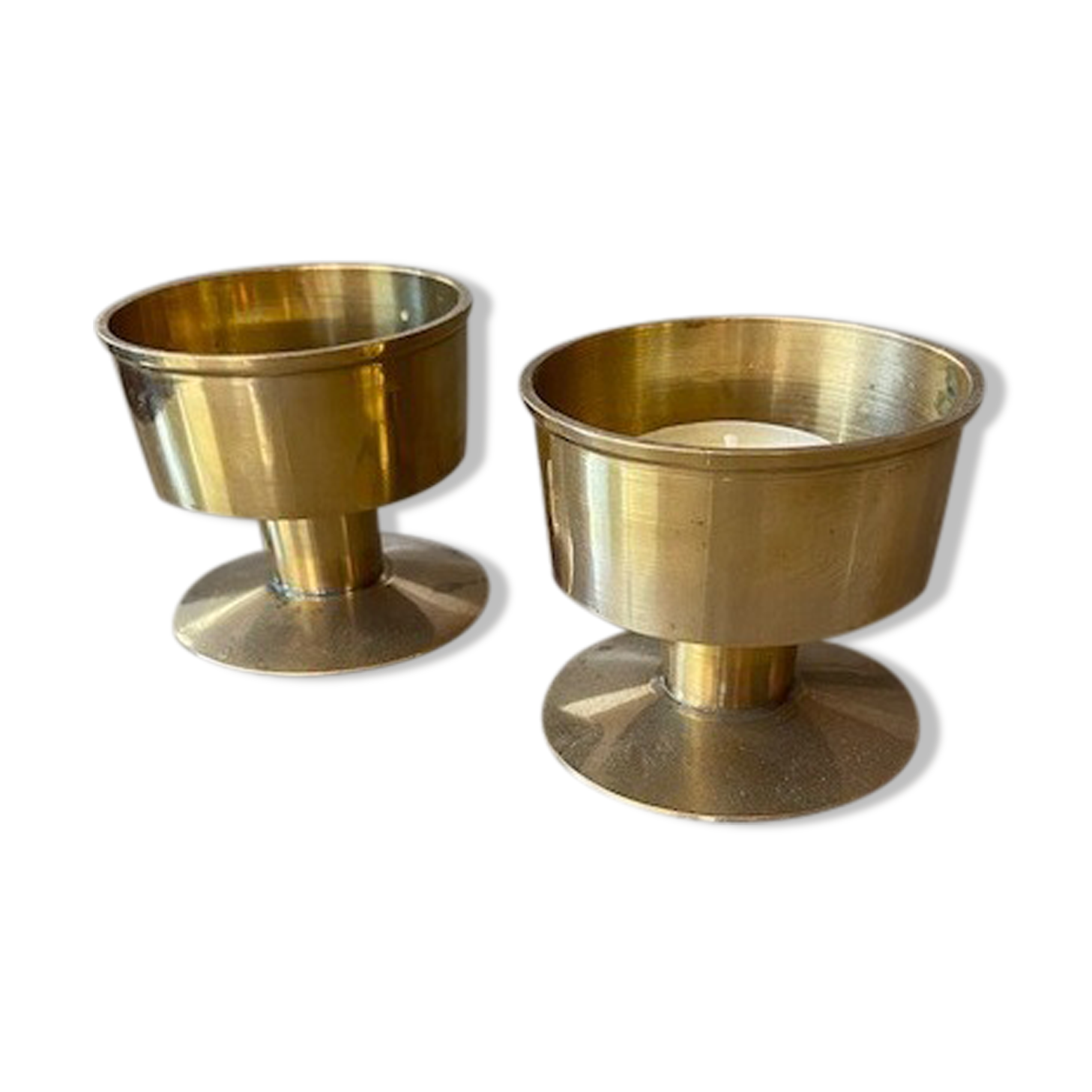 Pair of brass candle holders