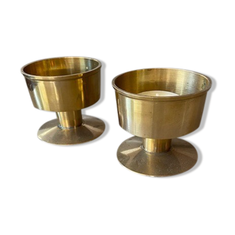 Pair of brass candle holders