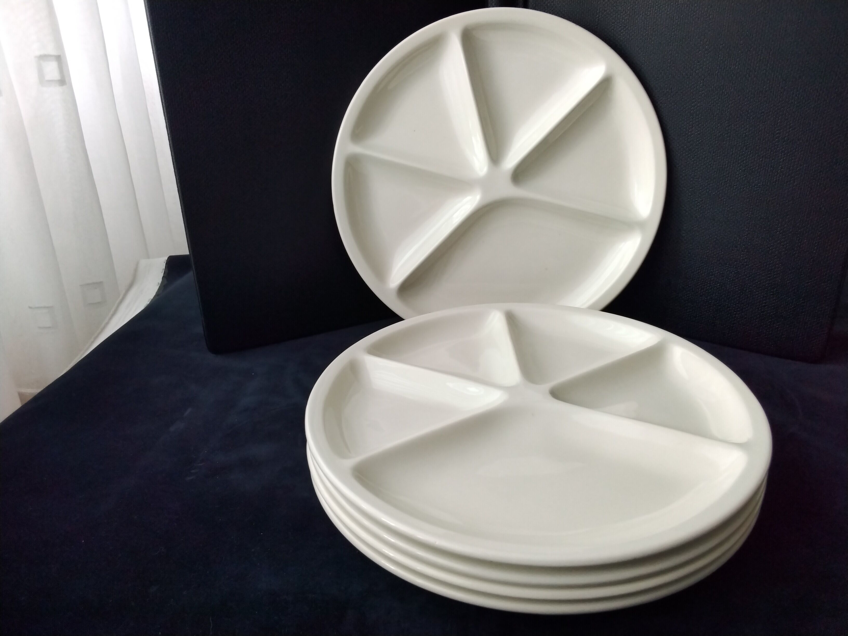 Lot De 5 Assiettes à Fondue Le Creuset - Céramique Blanche