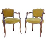 Paire de fauteuils bridge style louis xv, xxe siècle