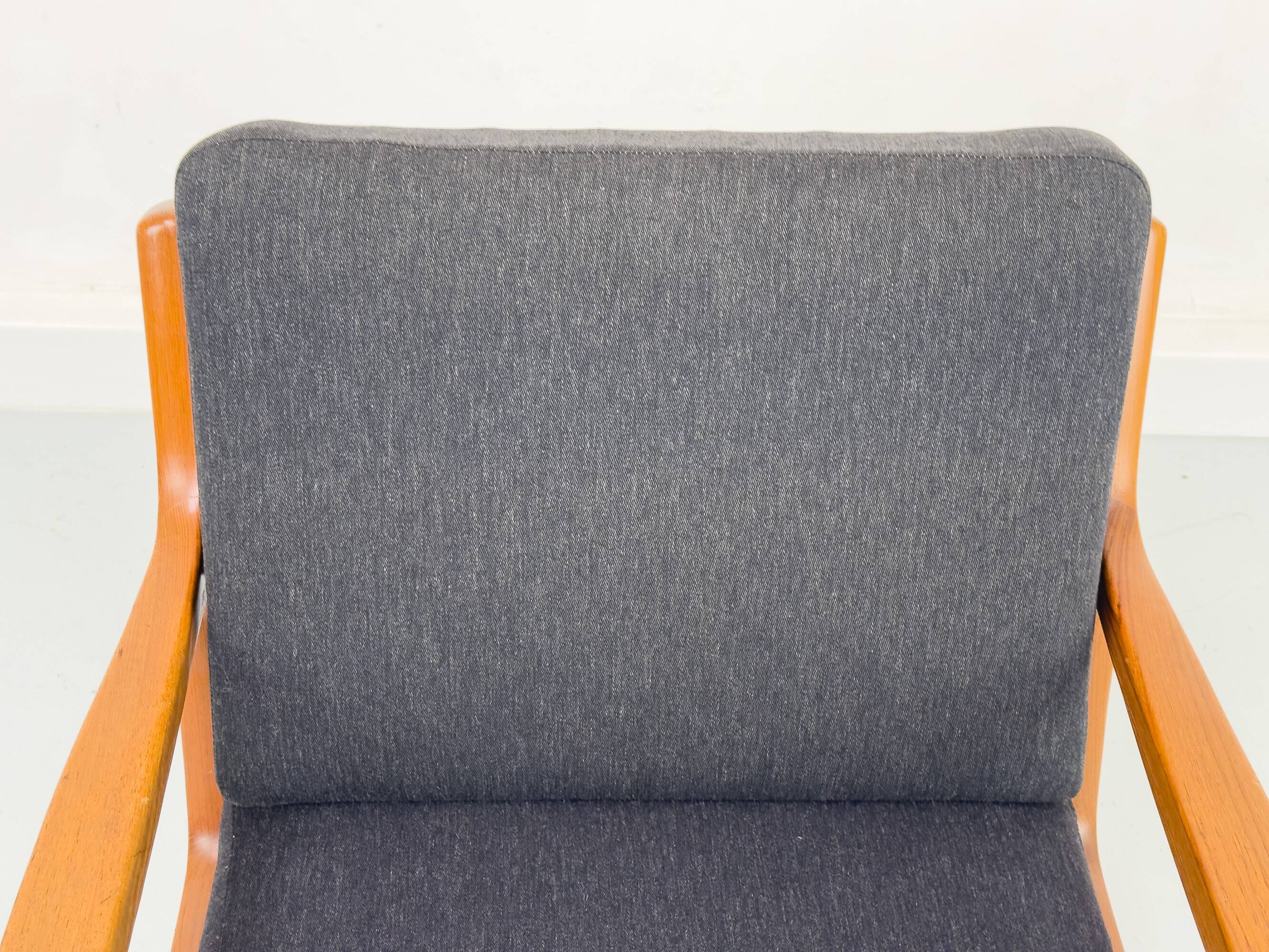 Senator Lounge Chair and Ottoman in Teak and Wool by Ole Wanscher for P. Je