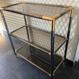 Console shelf smoked glass aluminum and brass