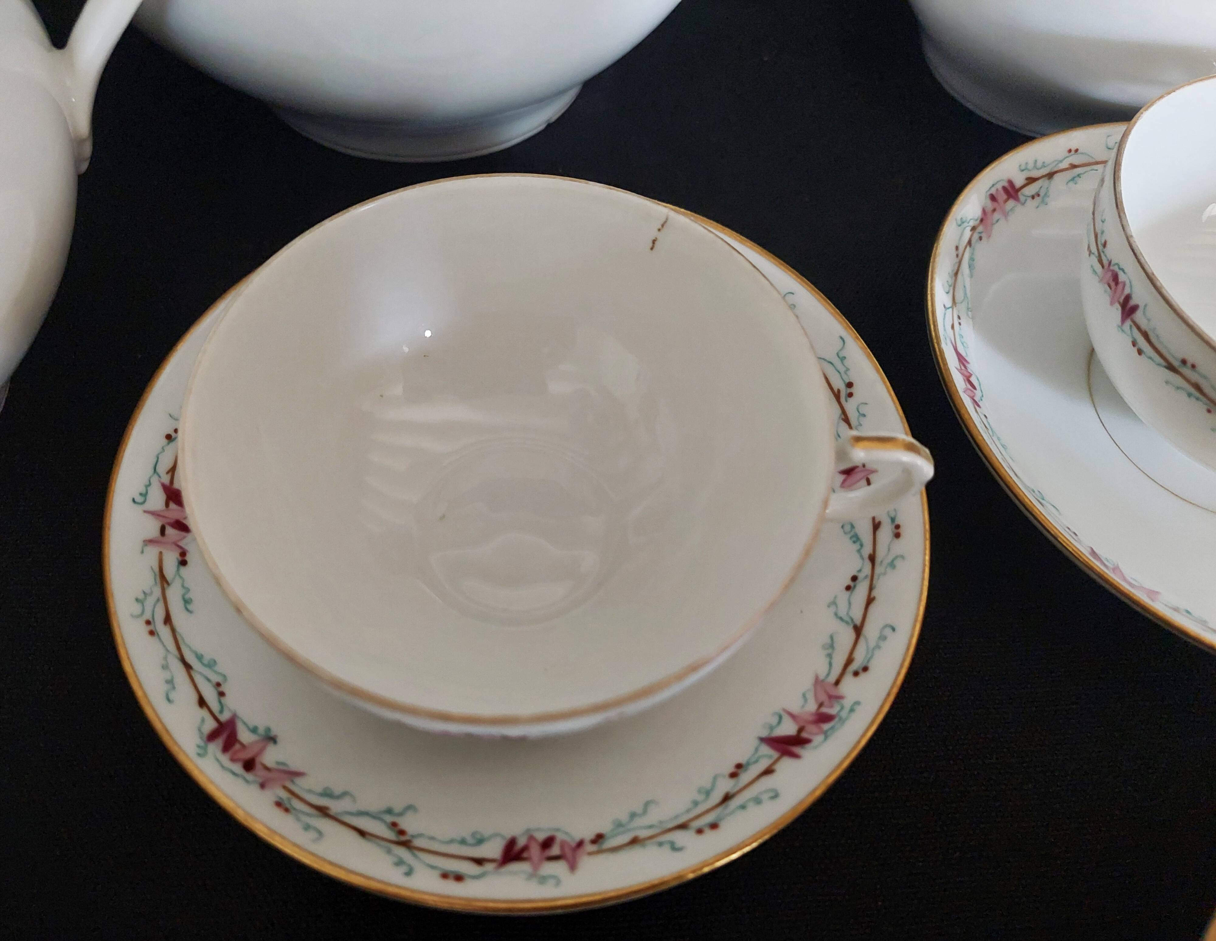 Napoleon III Paris porcelain five-cup tea set