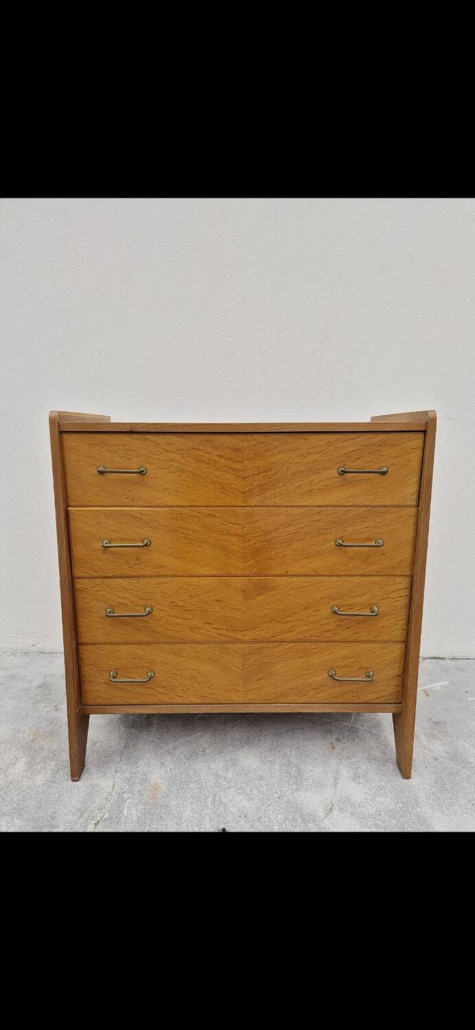 Vintage chest of drawers with compass feet, 1950s, 4 drawers