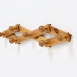 Scandinavian Solid Pine Wall Mounted Coat Rack 1970s