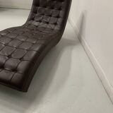 20th century black leather checkerboard relaxation bench