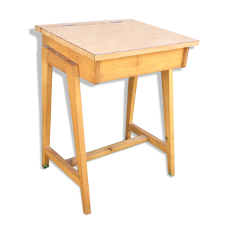 Vintage desk with feet compass child in beech with tray tilting on it in Formica.