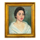 Old oil painting portrait of a woman from the 20th century