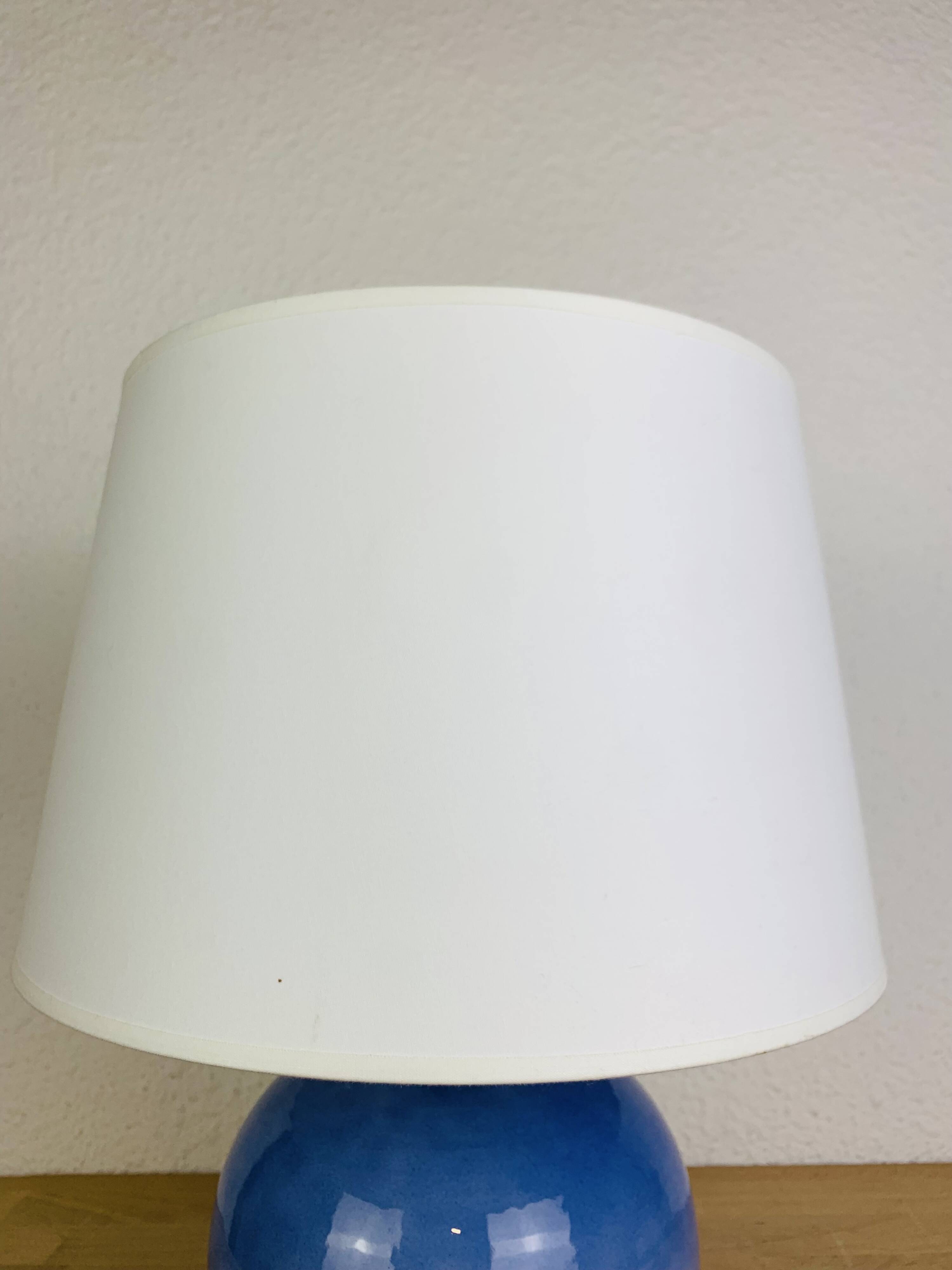 Blue ceramic ball lamp by Duriez, 1980s