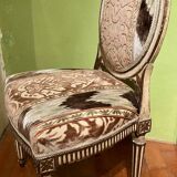 Chairs in Lacquer and Ikat Damask Upholstery, Set of 2
