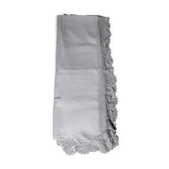 Old cotton sheet, with a handmade lace return of 10cm