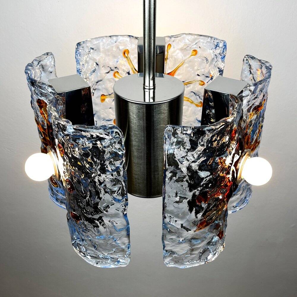 Mid-century Murano glass chandelier attributed to Toni Zuccheri for Mazzega, Italy, 1970s.