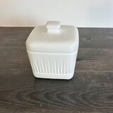Vintage White Opaline Butter Dish 1970s