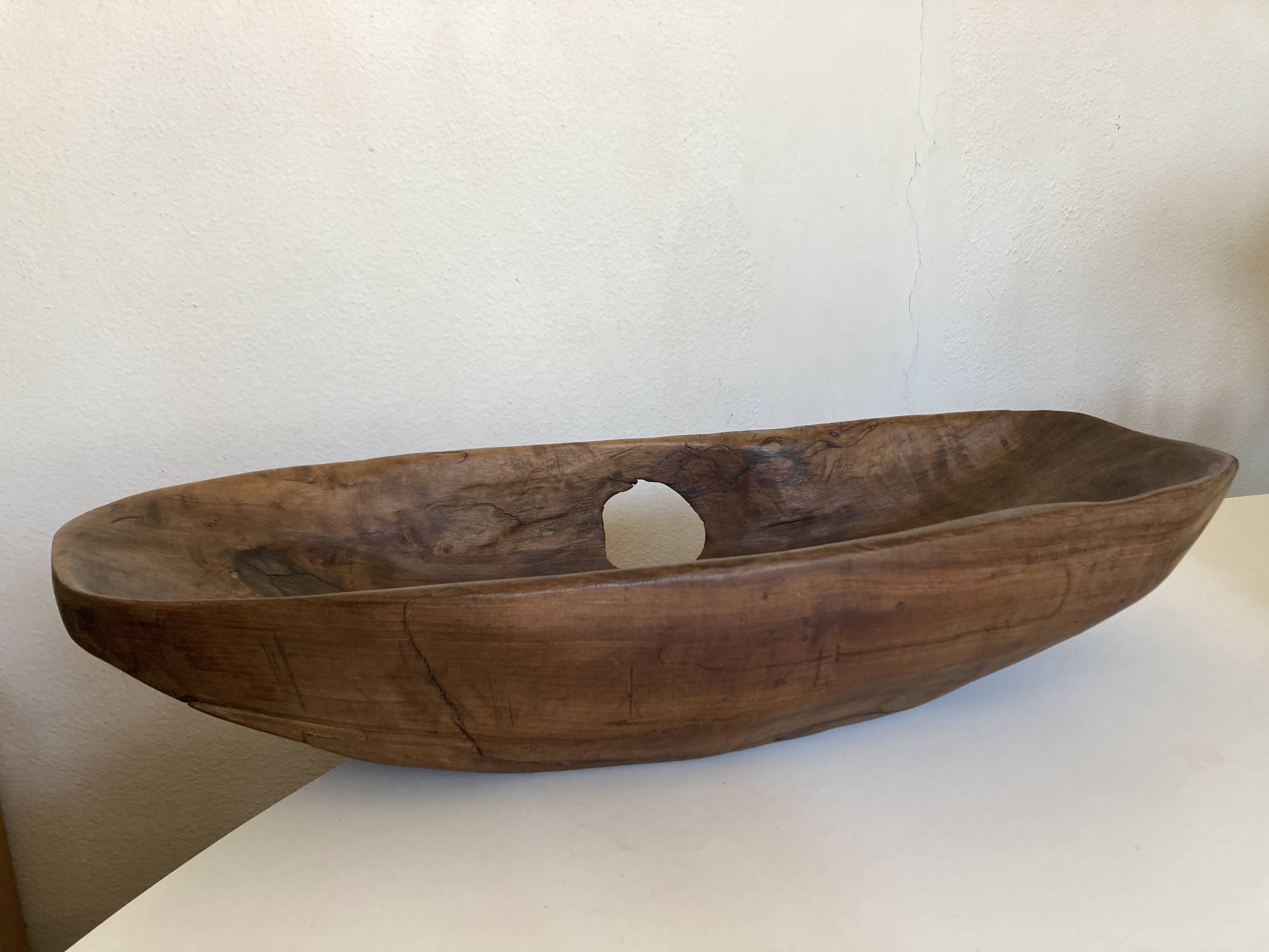XXXL walnut wood carved centre table 1960 monoxyle