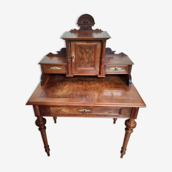 Old-standing desk in solid walnut and walnut veneer, period Alsace