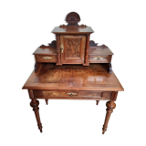 Bureau à gradin ancien en noyer massif et placage de noyerAlsace d'époque fin XIX ème