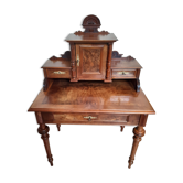 Old-standing desk in solid walnut and walnut veneer, period Alsace