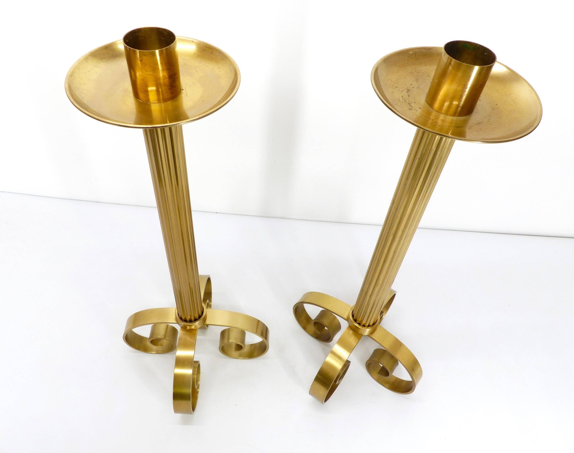 Pair of Scandinavian brass candlesticks Ivar Ålenius Björk for Ystad Metall 1960