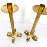Pair of Scandinavian brass candlesticks Ivar Ålenius Björk for Ystad Metall 1960
