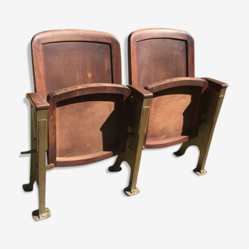 Pair of theatre or cinema chairs  art deco 1930