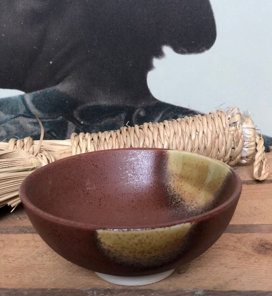 Trio ceramic style bowls brown earth