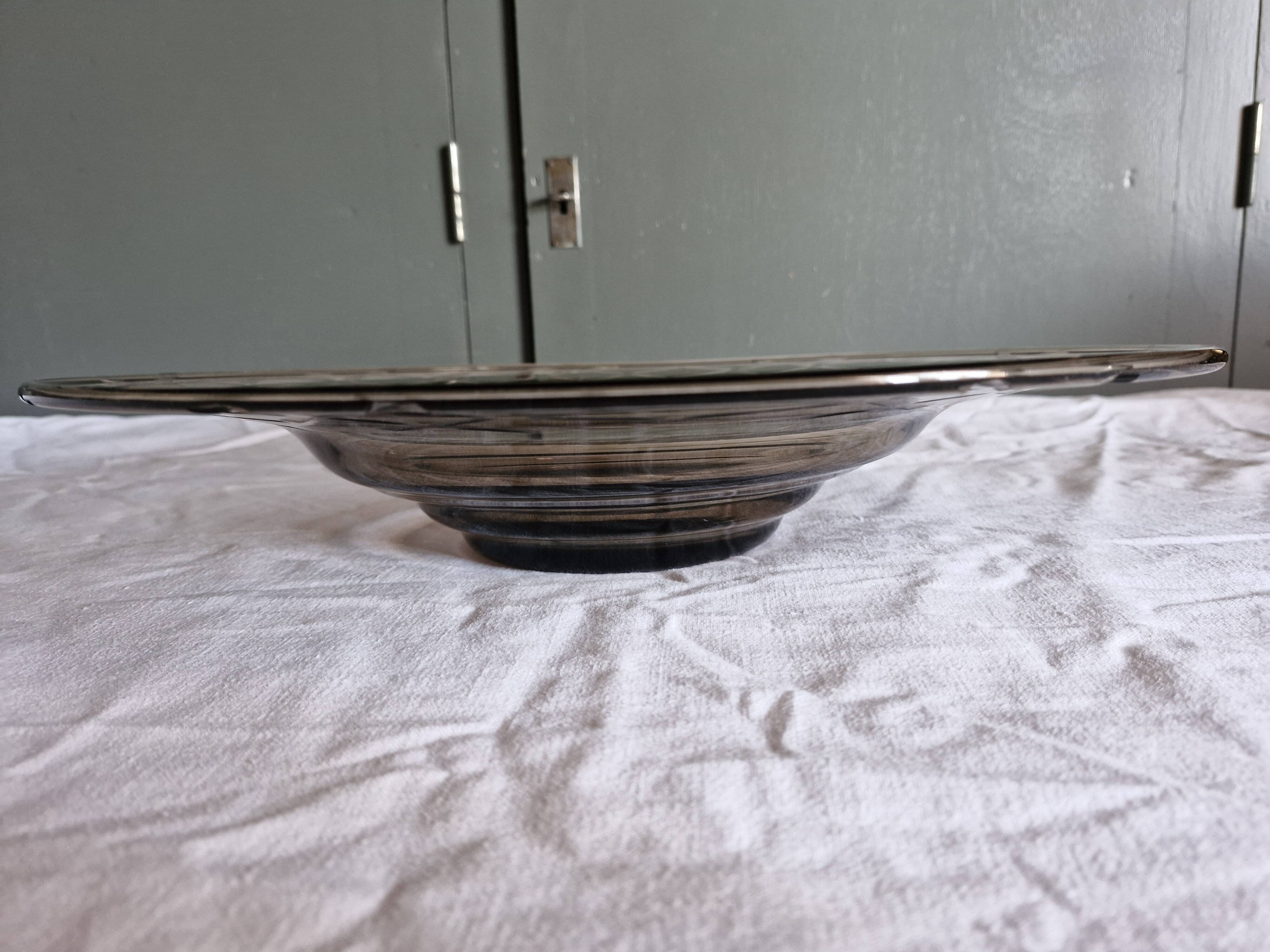 Large bowl/plate/centrepiece smoked glass art-deco