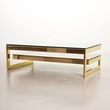 Belgo-Chrom Architectural G-Table 23-Carat Goldplated with Glass Tops 1970s
