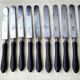 Box of 10 antique dessert knives Blackened wood and steel