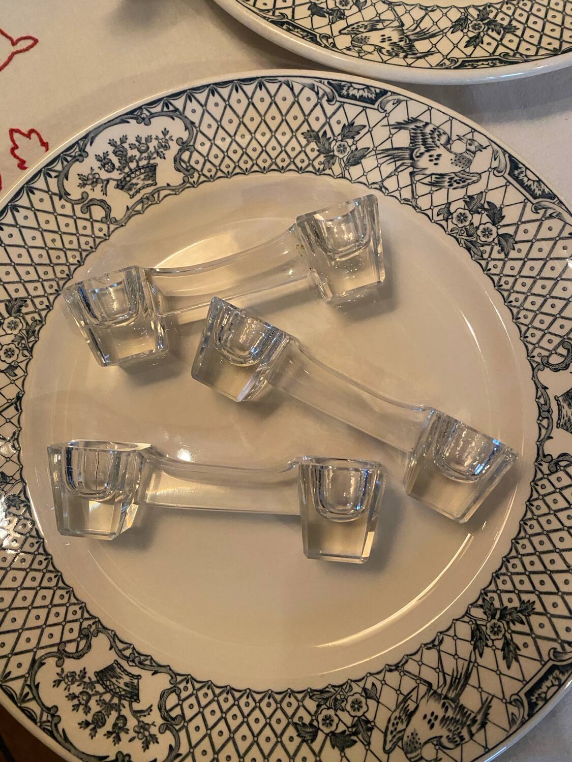 Set of 3 crystal candle holders