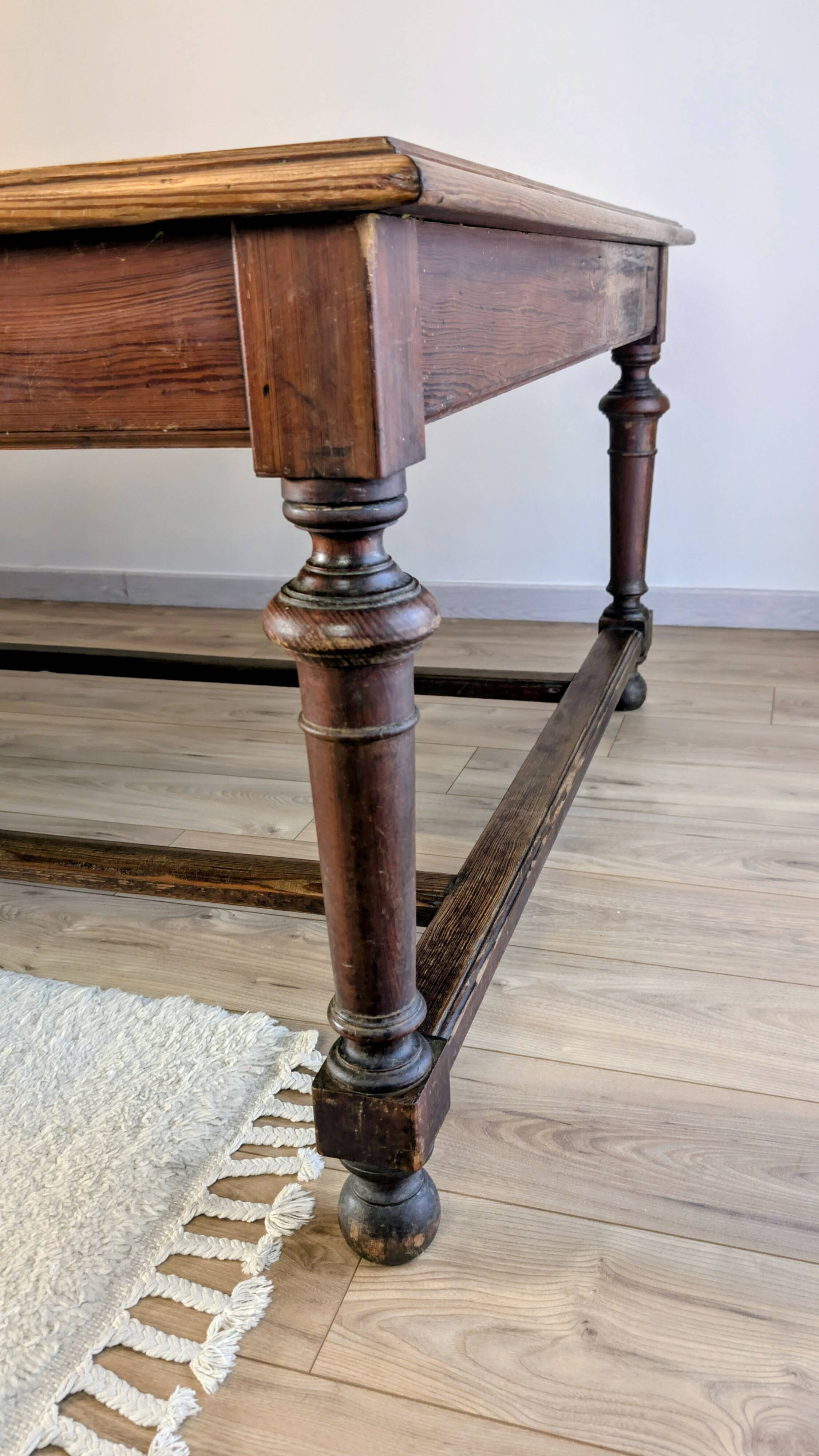 Large pitch pine table 230×140 – Early 20th century, warm and charming