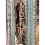 Venetian Rectangular Light-Blue Floreal Hand-Carving Mirror in Murano Glass Style