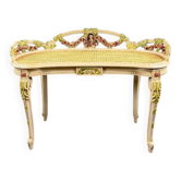Banquette de style Louis XV en bois peint et cannage, XIXe siècle