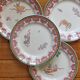 4 polychrome ironstone dessert plates, "Chinese" model, U&C Sarreguemines