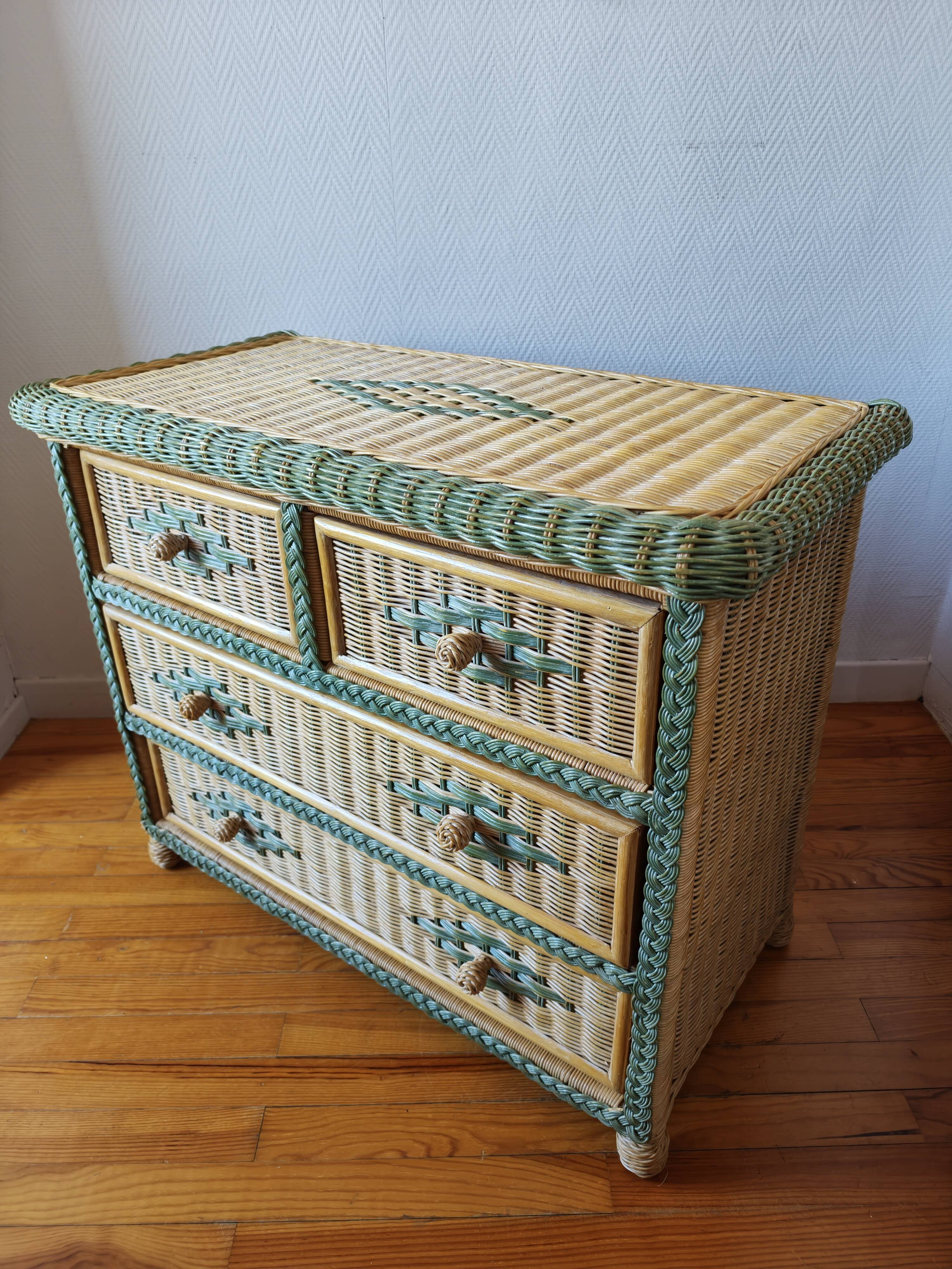 Rattan and wicker commode from the 70s – 80s