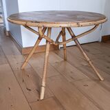 Rattan/bamboo and wood coffee table. Vintage 50s/60s.