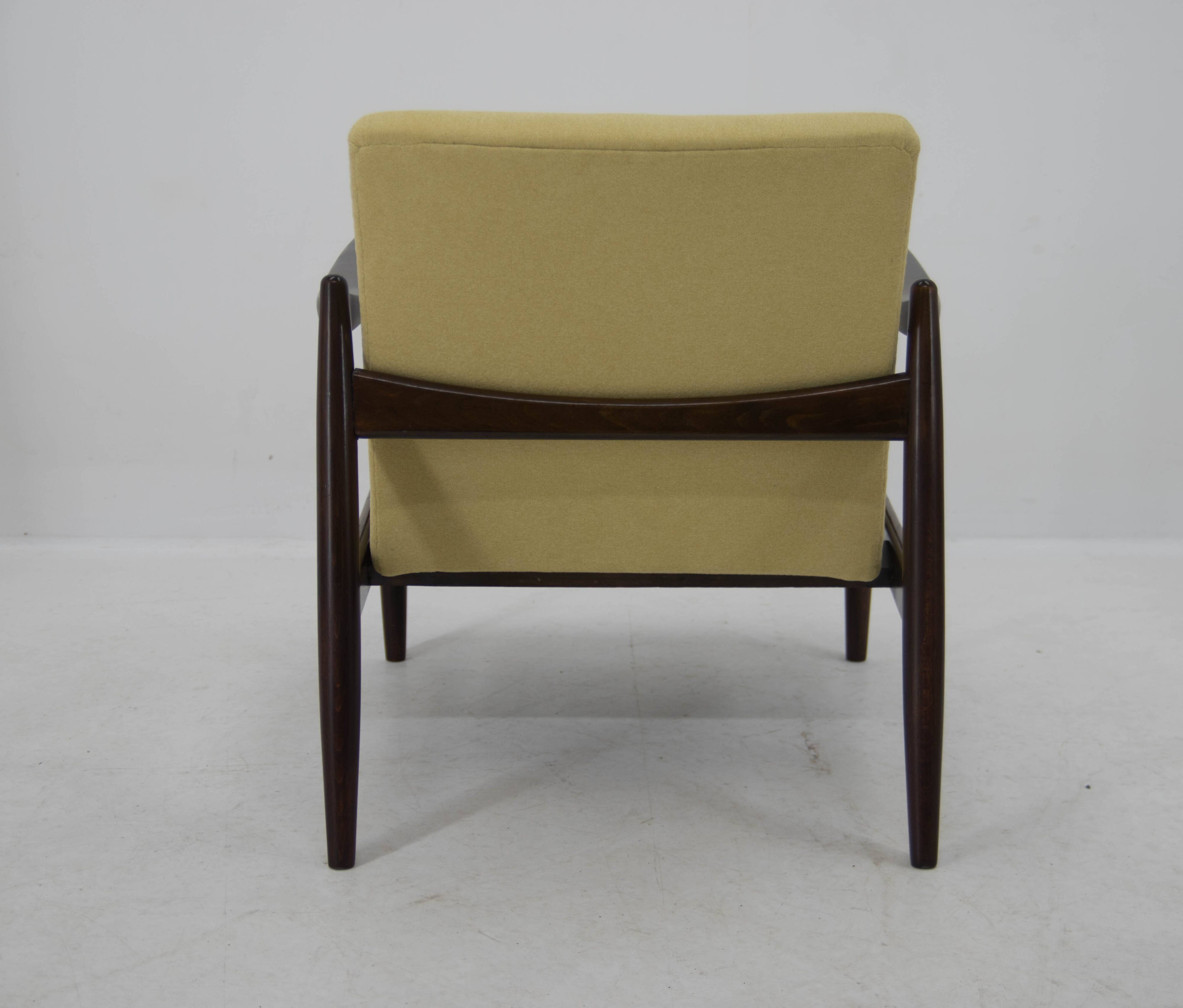 1960s edmund homa model gfm 64 beech armchair, restored