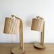 Pair of large Scandinavian lamps in natural wood.