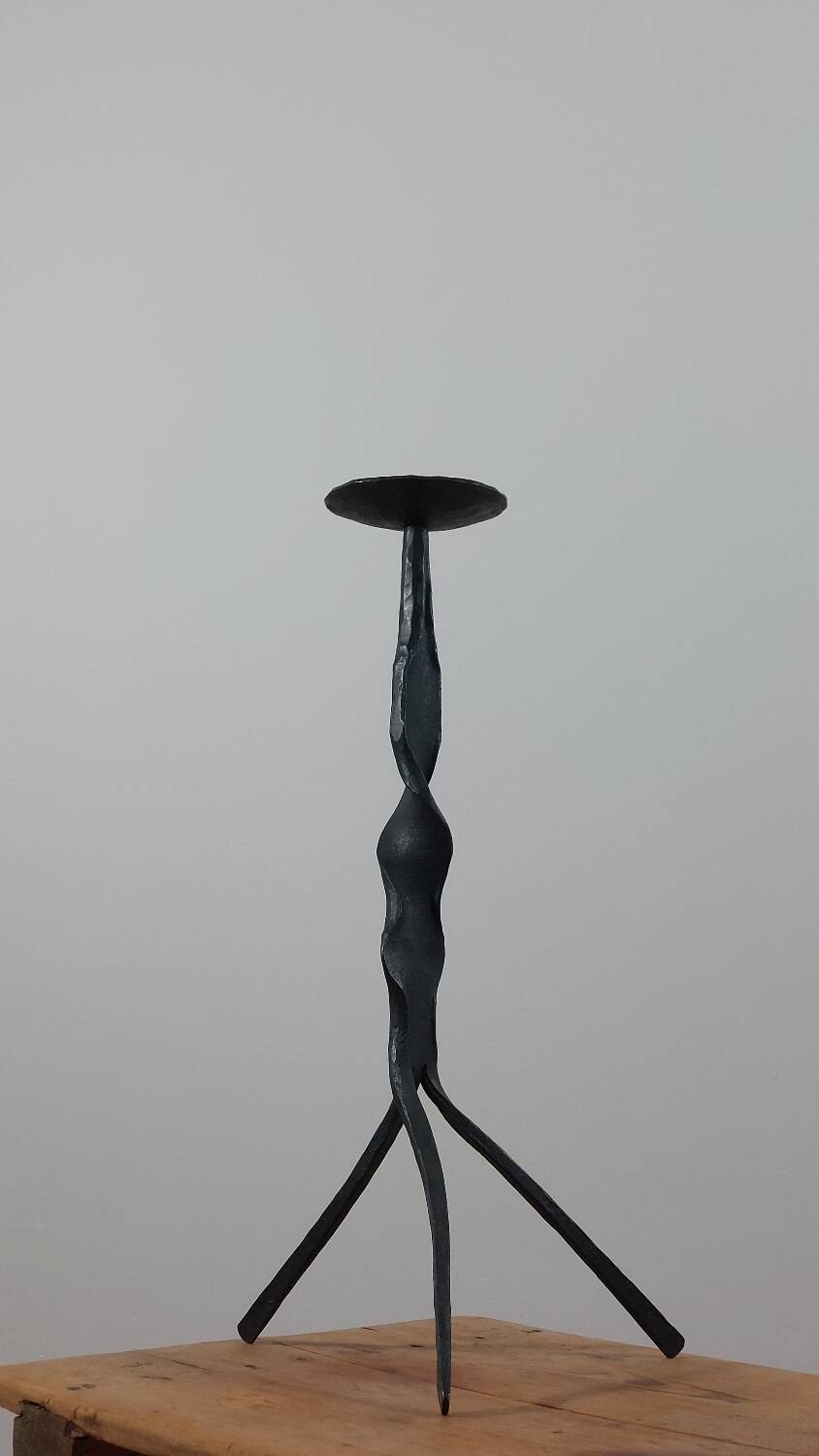 Vintage Mid Century brutalist handforged candleholder