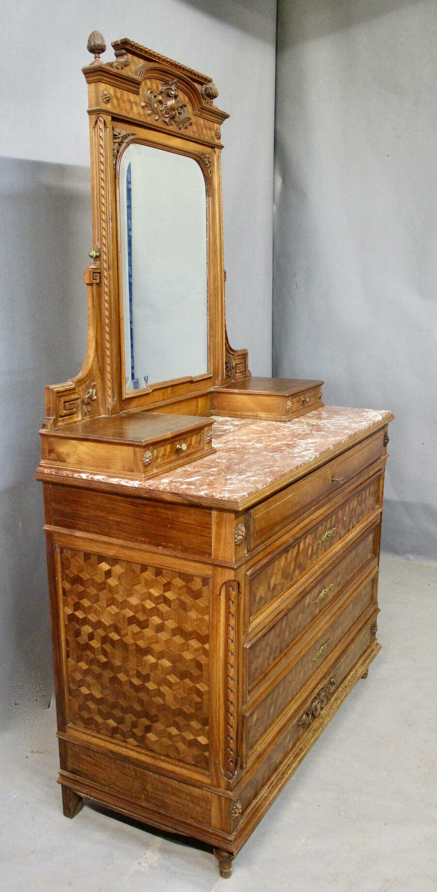 Coiffeuse Marquetée à 5 Tiroirs Et Psyché 1925