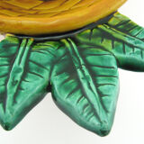 Yellow and green ceramic salad - pineapple-shaped barbotine - Vallauris France - vintage 60s