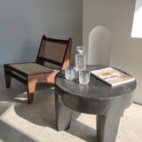 Quadripod coffee table in black monoxyl solid wood