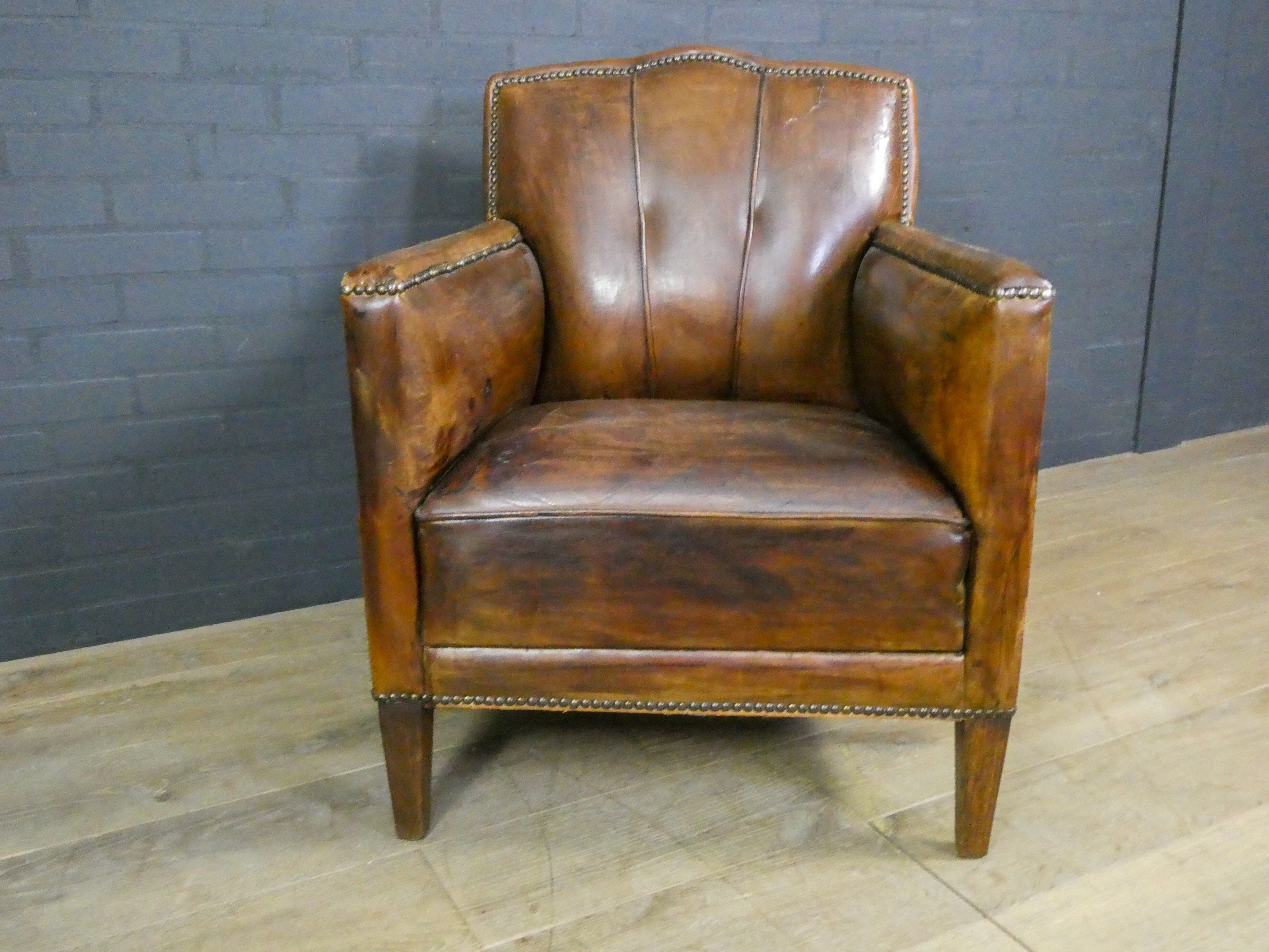 Vintage Art Deco Sheep Leather Armchair