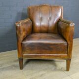 Vintage Art Deco Sheep Leather Armchair
