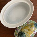 Barbotine terrine dish duck vintage 1970