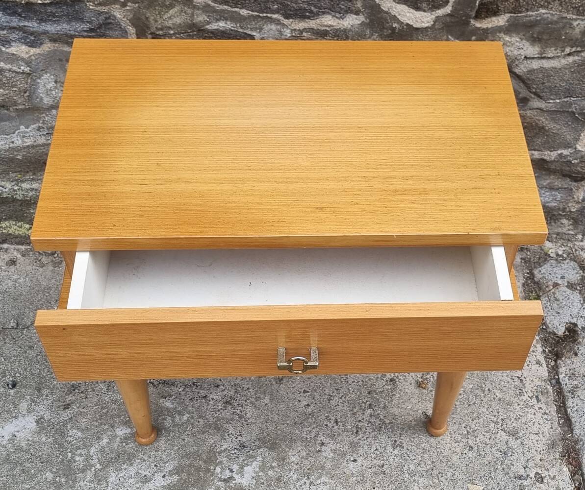 Blond wood bedside table, vintage, 1960s