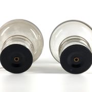 Pair of vintage 70s lamps in smoked glass – retro design lighting