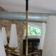 Mid-Century 6-Light Chandelier - Opaline and Brass