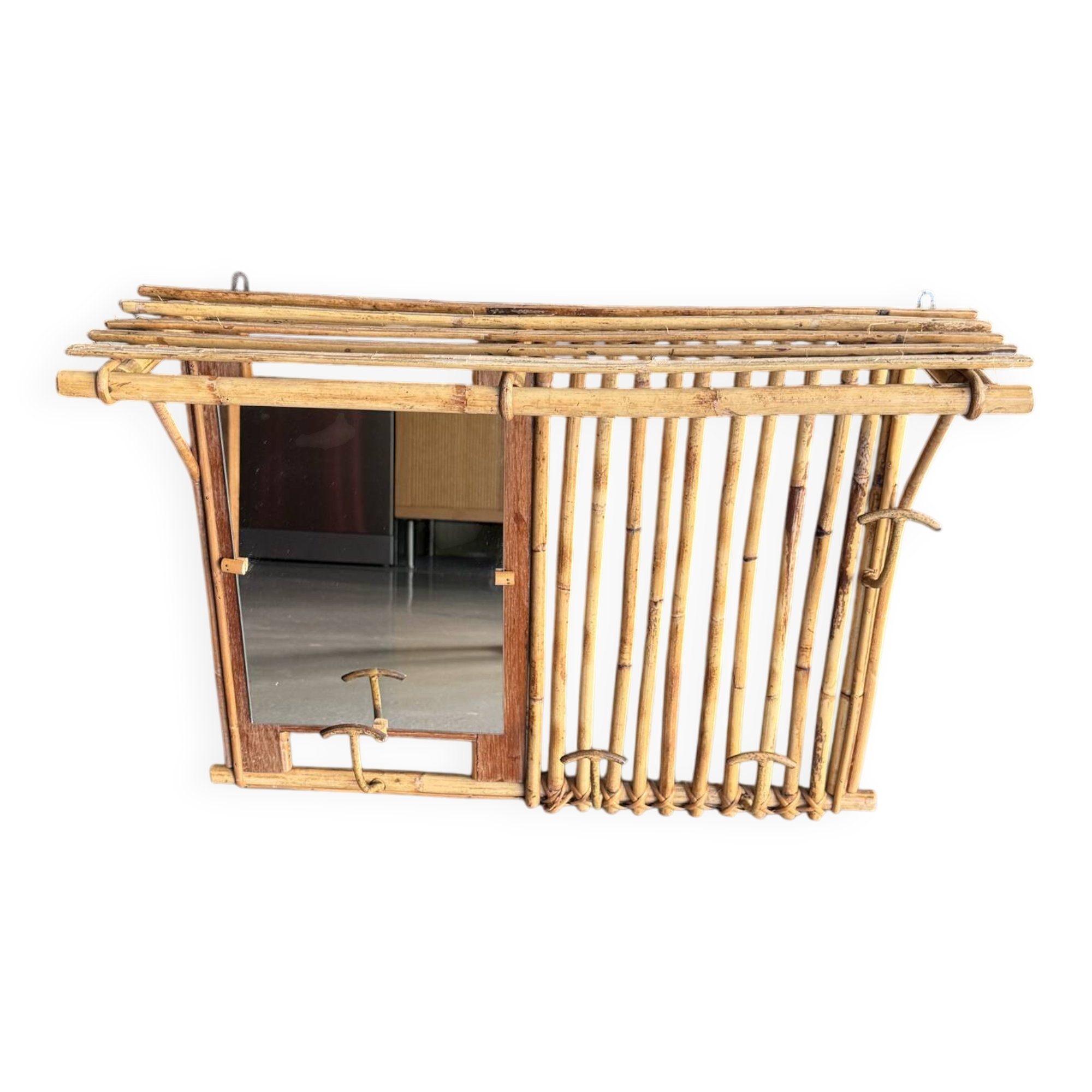 Wall-mounted bamboo coat rack