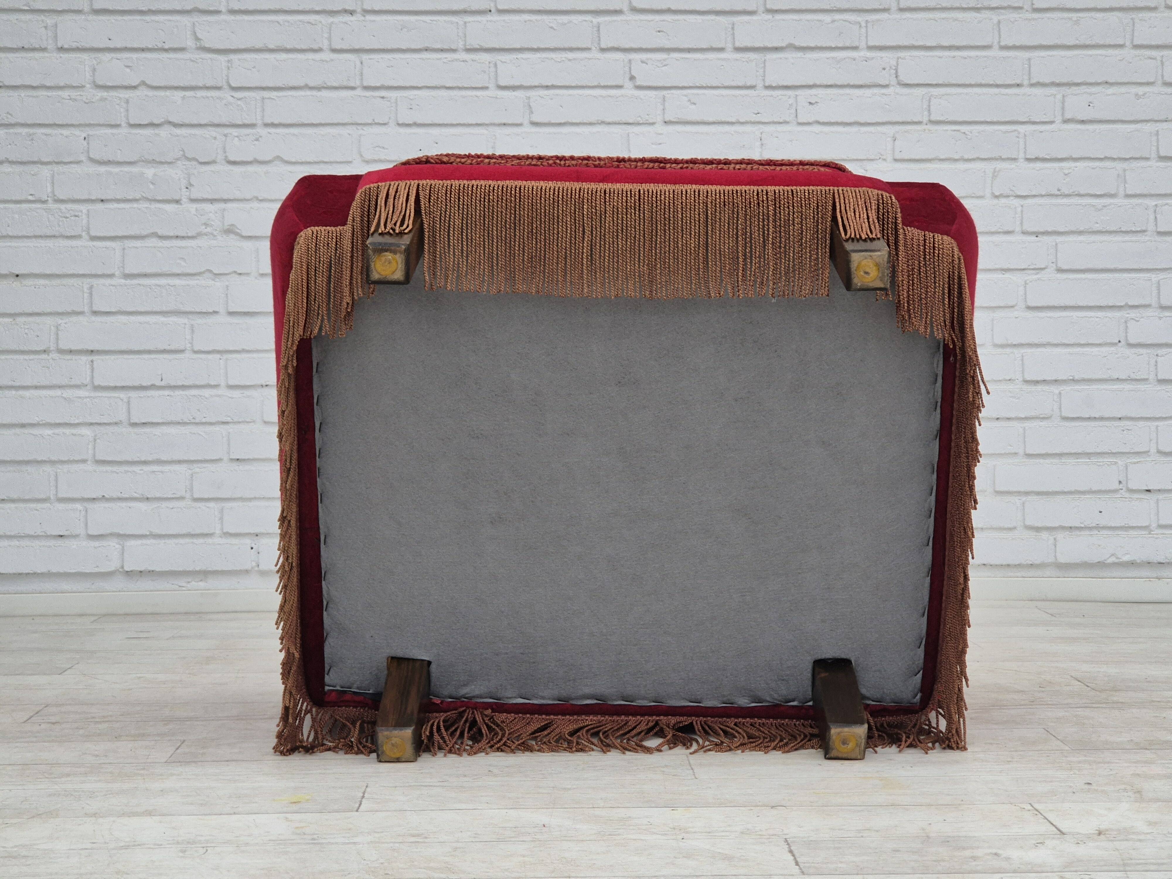 1970s, Danish highback armchair, original condition, red furniture velour.