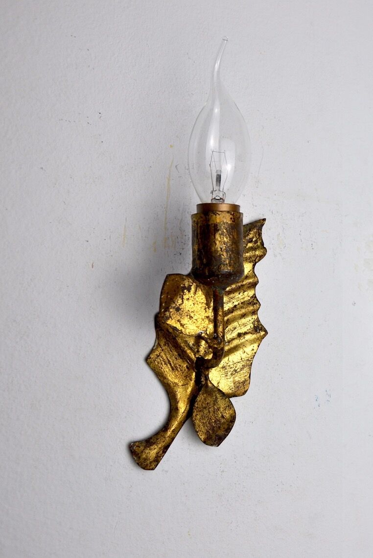 Pair of midcentury wall lamps "Leaves", Italy, 1970